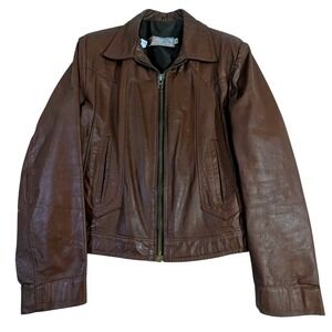 Vintage Jean Pierre Brown Leather Jacket Made in Argentina 42 Mens 80s Shacket